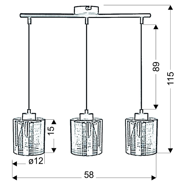 Nocturno Lampa Wisząca 3X40W E27 Chrom Candellux