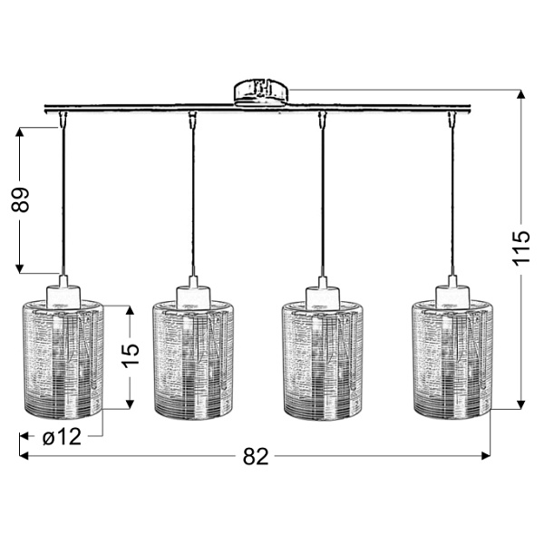 Nocturno Lampa Wisząca 4X40W E27 Chrom Candellux