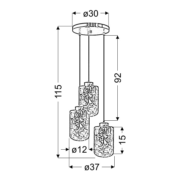 Nocturno Lampa Wisząca Talerz 3X40W E27 Chrom Candellux