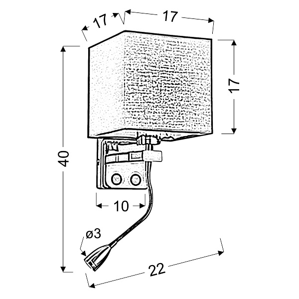 Boho Lampa Kinkiet 1X40W E27 + 2W Led Chrom Abaż. Kwadratowy Beżowy 17 Cm Candellux