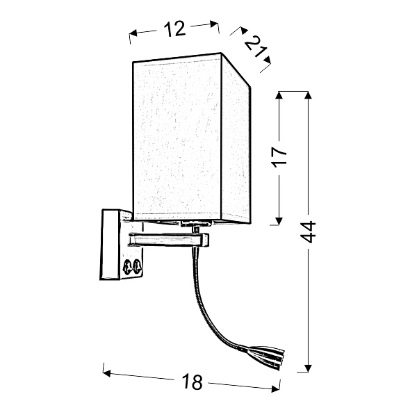 Boho Lampa Kinkiet 1X40W E27 + 2W Led Chrom Abaż. Prostokątny Beżowy 18X12X21 Cm Candellux