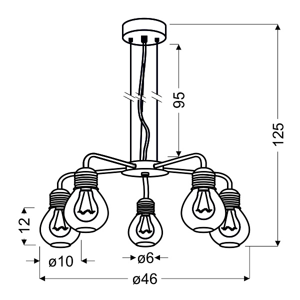 Gliva Lampa Wisząca 5X60W E27 Chrom (Bez Żarówek) Candellux