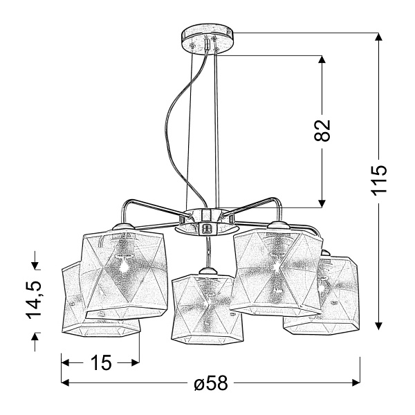 Nosja Lampa Wisząca 5X40W E27 Chrom Candellux