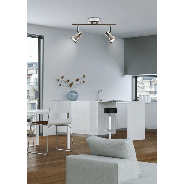 Arkon Lampa Sufitowa Listwa 2X50W Gu10 Sat Nikiel+Chrom Bez Żarówek Candellux