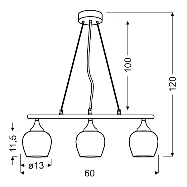 Sirius Lampa Wisząca 3X60W E27 Chrom 3D Candellux
