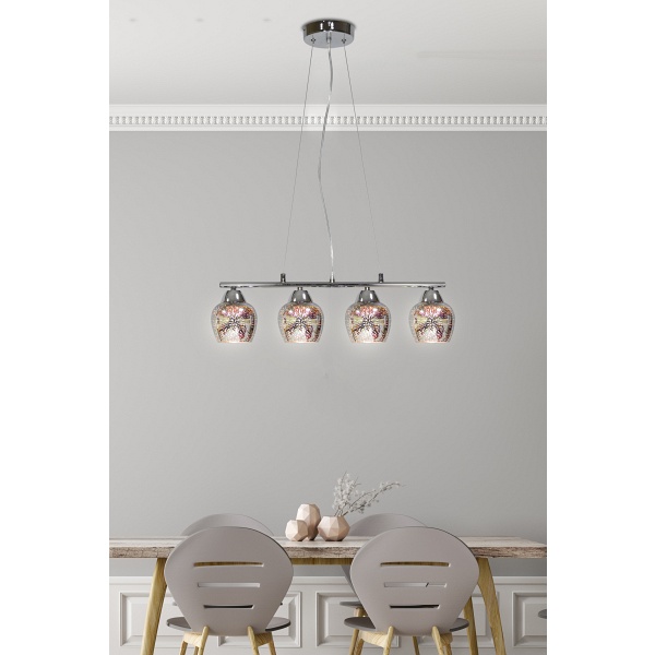 Sirius Lampa Wisząca 4X60W E27 Chrom 3D Candellux