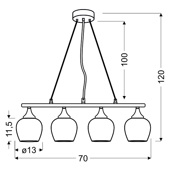 Sirius Lampa Wisząca 4X60W E27 Chrom 3D Candellux