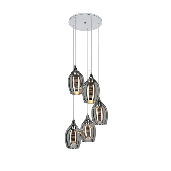 Marina Lampa Wisząca Talerz 5X60W E27 Chrom Candellux