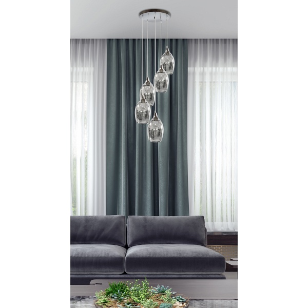 Marina Lampa Wisząca Talerz 5X60W E27 Chrom Candellux