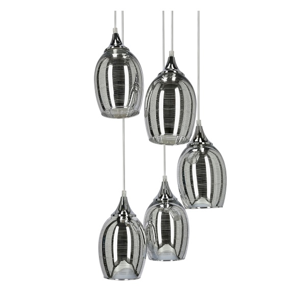 Marina Lampa Wisząca Talerz 5X60W E27 Chrom Candellux