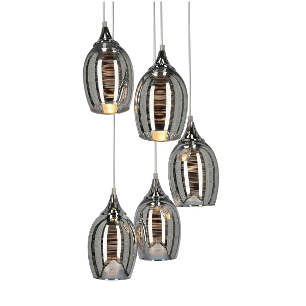 Marina Lampa Wisząca Talerz 5X60W E27 Chrom Candellux