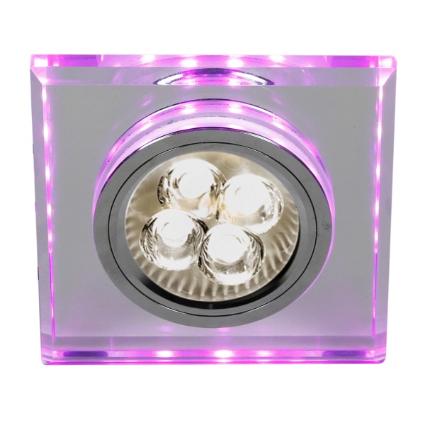 Oprawa Stropowa Stała Kwadratowa Ss-22 Ch/Tr+Pk Gu10 50W+Led Smd 2,1W Fioletowy Candellux