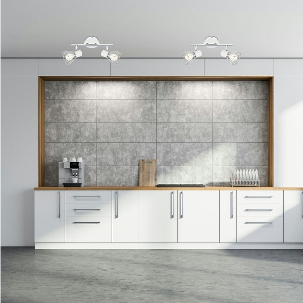 Verve Lampa Sufitowa Listwa 2X40W E14 Biały Abażur Chrom Candellux