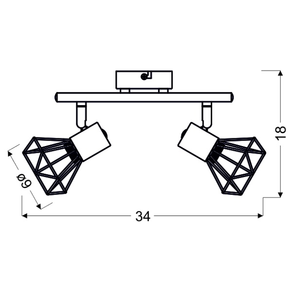 Verve Lampa Sufitowa Listwa 2X40W E14 Biały Abażur Chrom Candellux