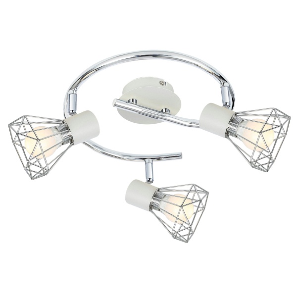 Verve Lampa Sufitowa Spirala 3X40W E14 Biały Abażur Chrom Candellux