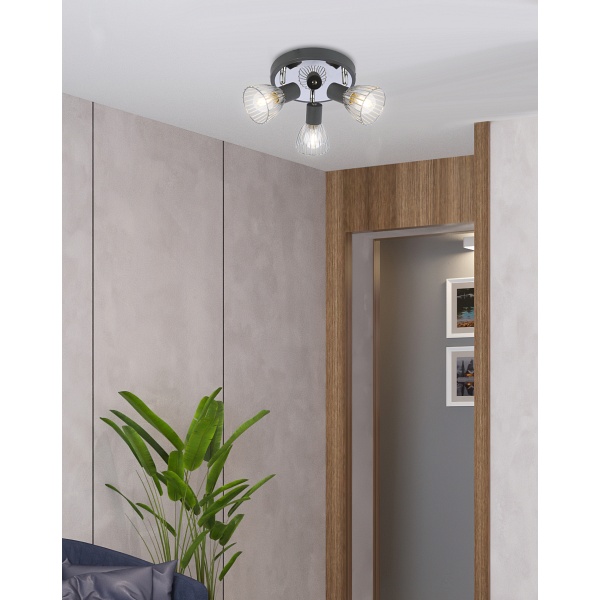 Modo Lampa Sufitowa Plafon 3X40W E14 Czarny+Chrom Candellux