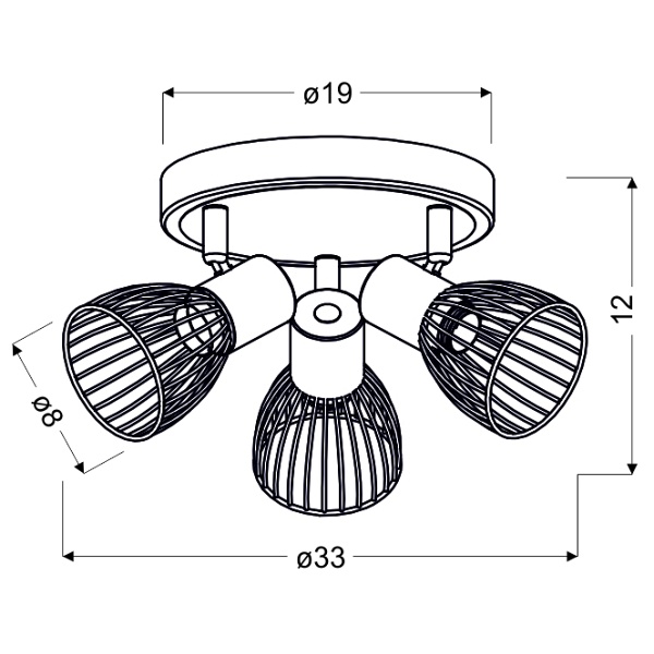 Modo Lampa Sufitowa Plafon 3X40W E14 Czarny+Chrom Candellux