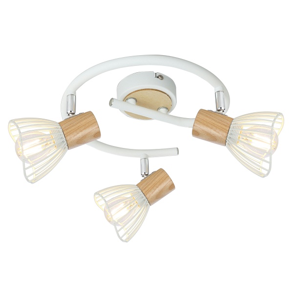 Chile Lampa Sufitowa Spirala 3Xmax25W E14 Biały + Drewno Candellux