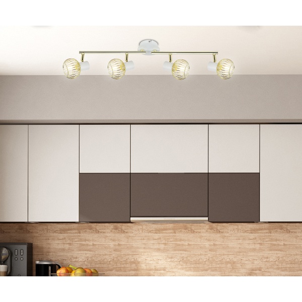 Oslo Lampa Sufitowa Listwa 4X40W E14 Biały/Złoty Candellux