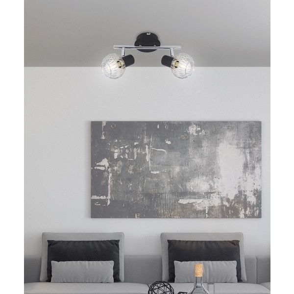 Oslo Lampa Sufitowa Listwa 2X40W E14 Czarny/Chrom Candellux