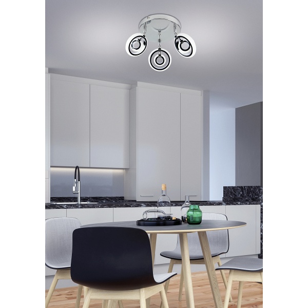 Celt Lampa Sufitowa Plafon 3X6W Led Chrom 3000K Candellux