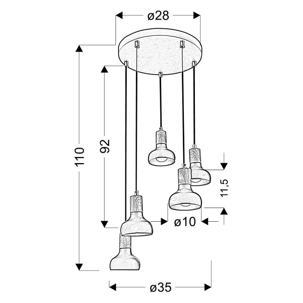 Puerto Lampa Wisząca 5X40W E14 Na Talerzu Biały Candellux