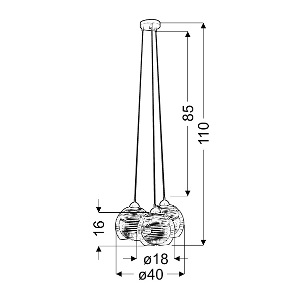 Trio 2 Lampa Wisząca 3X60W E27 Chrom Candellux