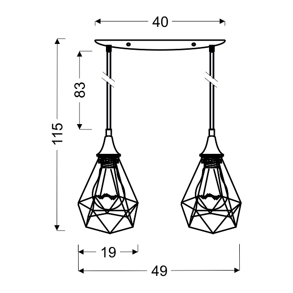Graf Lampa Wisząca 2X60W E27 Czarny Candellux