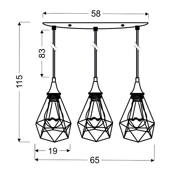 Graf Lampa Wisząca 3X60W E27 Czarny Candellux