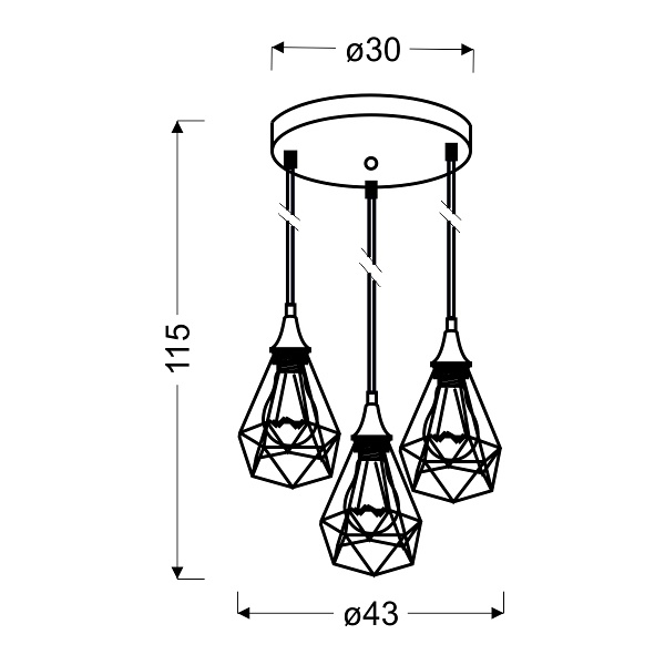 Graf Lampa Wisząca Talerz 3X60W E27 Czarny Candellux