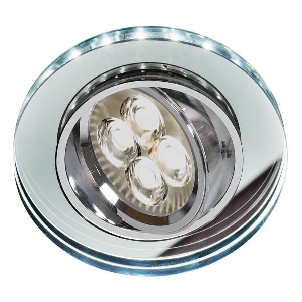 Ssu-23 Ch/Tr+Wh Gu10 50W+Led Smd 230V Biały 2 1W Chrom Oczko Sufitowe Lampa Sufitowa Okrągła Szkło Transparentne Candellux