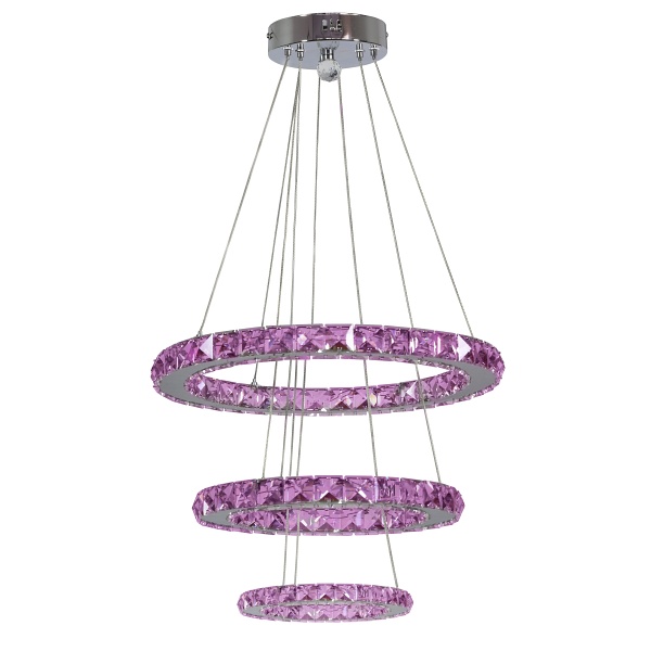 Lords Lampa Wisząca 50 Okrągły Potrójny 48W Led Rgb Chrom Z Pilotem Candellux