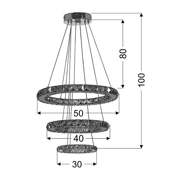Lords Lampa Wisząca 50 Okrągły Potrójny 48W Led Rgb Chrom Z Pilotem Candellux