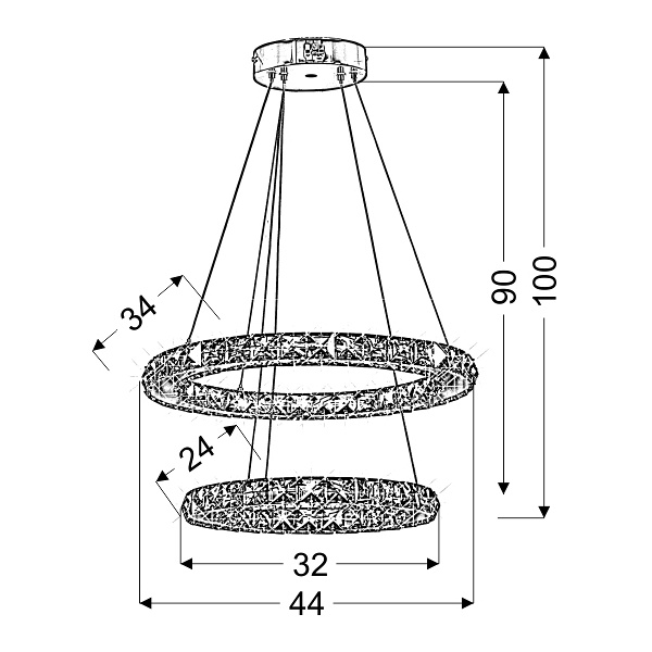 Lords Lampa Wisząca 40 Owalny Podwójny 27W Led Rgb Chrom Z Pilotem Candellux