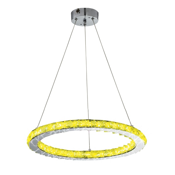 Lords Lampa Wisząca Okrągły Pojedynczy 40 12W Led Rgb Chrom Z Pilotem Candellux