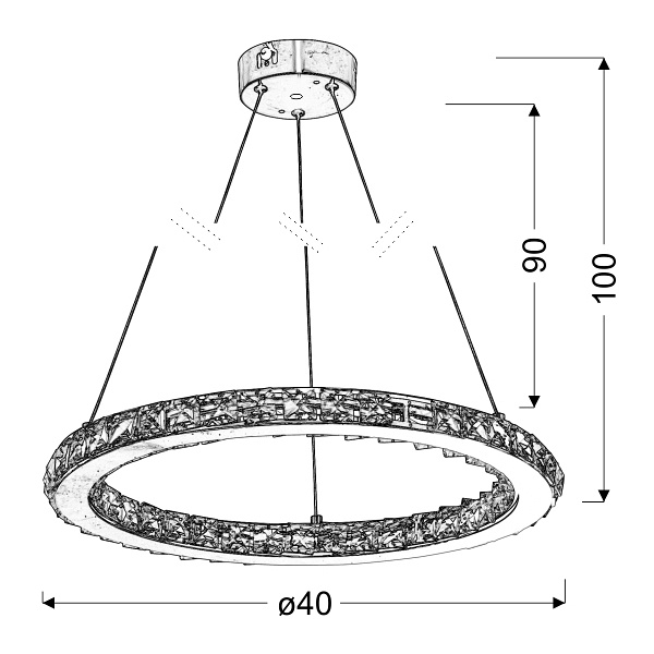 Lords Lampa Wisząca Okrągły Pojedynczy 40 12W Led Rgb Chrom Z Pilotem Candellux