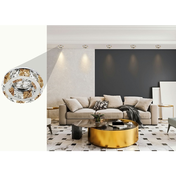 Oprawa Stropowa Dekoracyjna Okragła Sk-83 Ch/Am Mr16 1X50W Bursztyn Chrom Oprawa Candellux