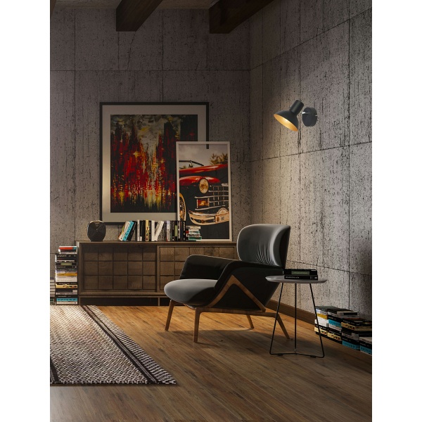 Diso Lampa Kinkiet 1X40W E27 Czarny+Zloto Candellux