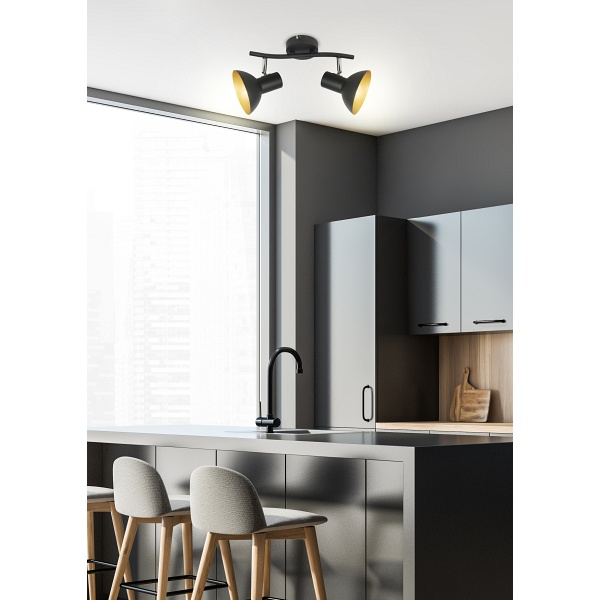 Diso Lampa Sufitowa Listwa 2X40W E27 Czarny+Zloto Candellux