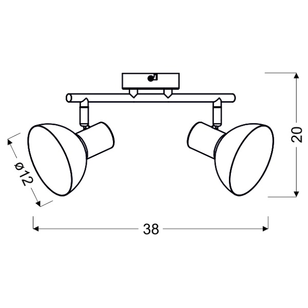 Diso Lampa Sufitowa Listwa 2X40W E27 Czarny+Zloto Candellux