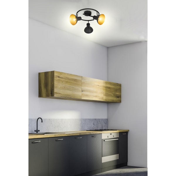 Diso Lampa Sufitowa Spirala 3X40W E27 Czarny+Zloto Candellux