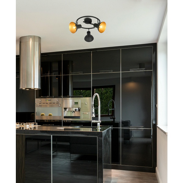 Diso Lampa Sufitowa Spirala 3X40W E27 Czarny+Zloto Candellux