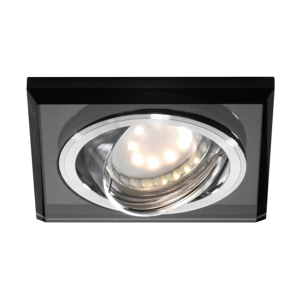 Ssu-13 Ch/Bk Mr16 Chrom Oczko Sufitowe Lampa Sufitowa Uchylna Kwadratowa Szkło Czarne Candellux