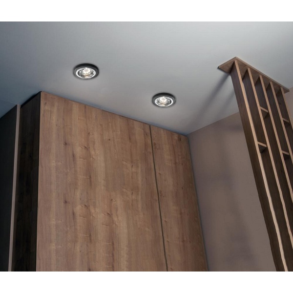 Ssu-15 Ch/Bk Mr16 Chrom Oczko Sufitowe Lampa Sufitowa. Strop. Uchyl. Okrągła Szkło Czarne Candellux