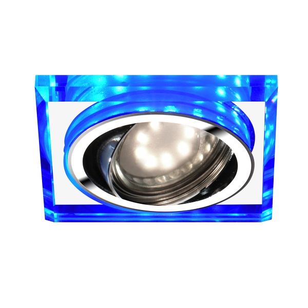 Ssu-22 Ch/Tr+Bl Gu10 50W+Led Smd 2 1W Niebieski 230V Chrom Oczko Sufitowe Lampa Sufitowa Kwadratowa Szkło Transparentne Candellux
