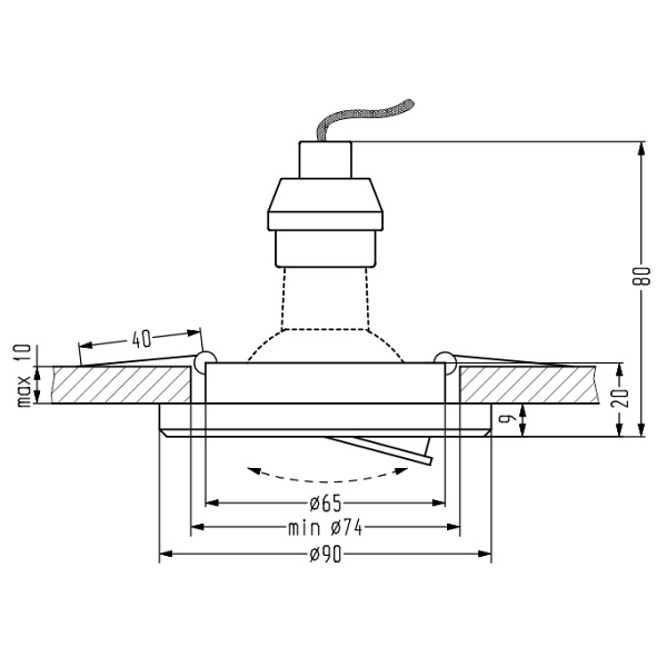 Ssu-23 Ch/Tr+Bl Gu10 50W+Led Smd 230V Niebieski 2 1W Chromoczko Sufitowe Lampa Sufitowa Okrągła Szkło Transparentne Candellux