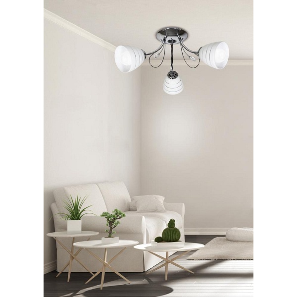 Simpli Lampa Wisząca 3*40W E27 Chrom Z Kryształkiem+Klosz Z Paskiem Candellux