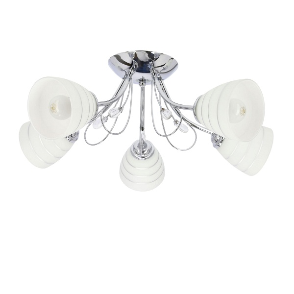 Simpli Lampa Wisząca 5*40W E27 Chrom Z Kryształkiem+Klosz Z Paskiem Candellux