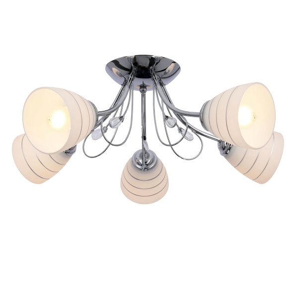 Simpli Lampa Wisząca 5*40W E27 Chrom Z Kryształkiem+Klosz Z Paskiem Candellux