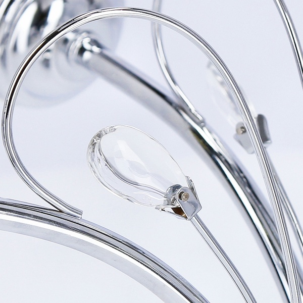 Simpli Lampa Wisząca 5*40W E27 Chrom Z Kryształkiem+Klosz Z Paskiem Candellux